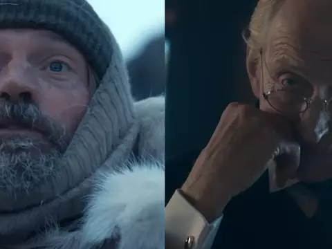 Nikolaj Coster-Waldau e Charles Dance em Against the Ice (Reprodução/YouTube/Montagem Omelete)