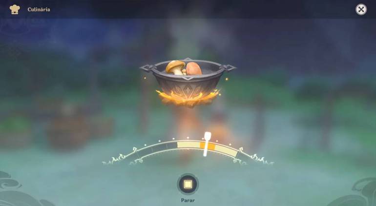 imagem de gameplay de Genshin Impact com a conquista de um prato perfeito