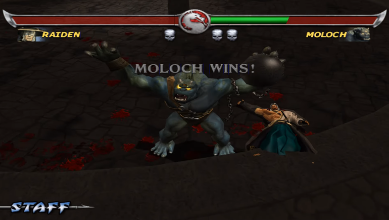 Moloch derrota Raiden em partida de Mortal Kombat: Deadly Alliance