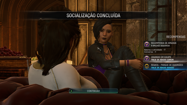imagem de gameplay após socialização na abadia