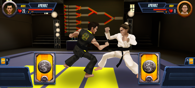 Luta do jogo mobile de Cobra Kai.