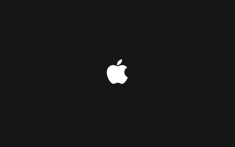 Logo da Apple com fundo preto.