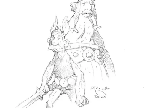 Mike Mignola, de Hellboy, homenageia Albert Uderzo com ilustração de Asterix
