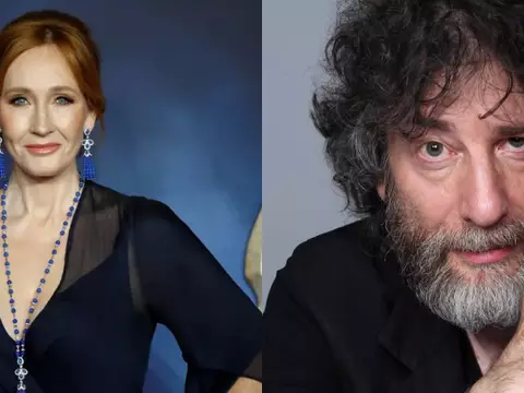 Imagem mostra J.K. Rowling e Neil Gaiman