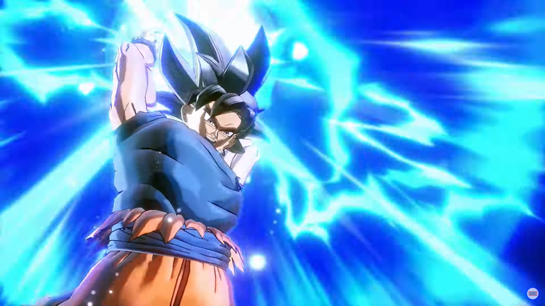 Goku carregando poder no jogo.