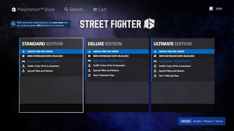 Imagem da PS Store que revela a data de lançamento de Street Fighter 6 para 2 de junho
