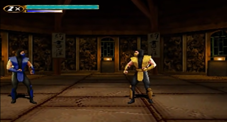 Sub-Zero enfrenta Scorpion logo no começo do jogo.