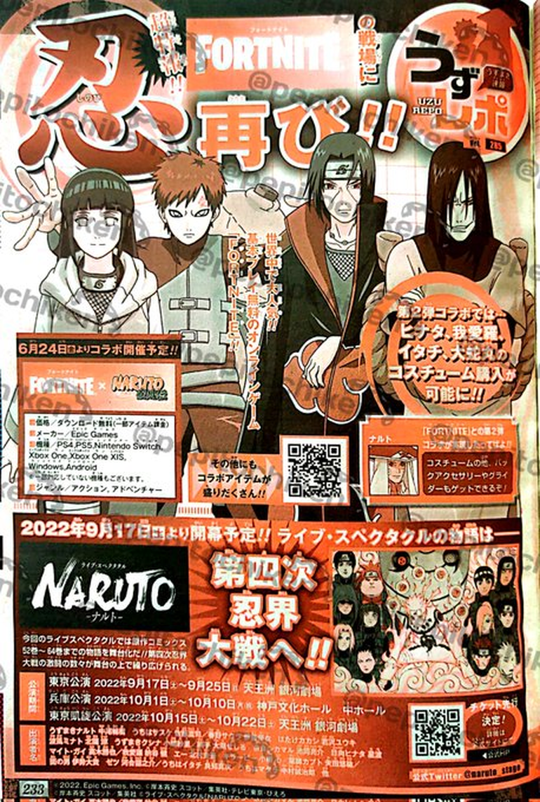 Fortnite recebe nova lista de personagens do Naruto