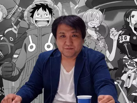 Montagem com foto de Tatsuya Nagamine e arte de One Piece