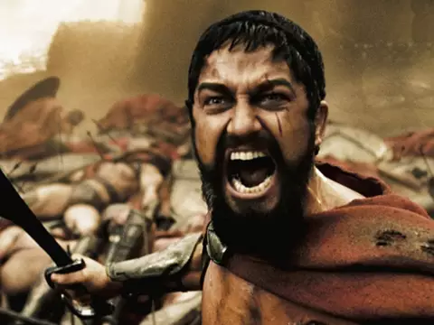 Gerard Butler como Leônidas, em 300, de Zack Snyder