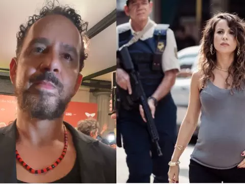 Aly Muritiba durante entrevista com o Omelete, e Andréia Horta em Cidade de Deus: A Luta Não Para (Reprodução)