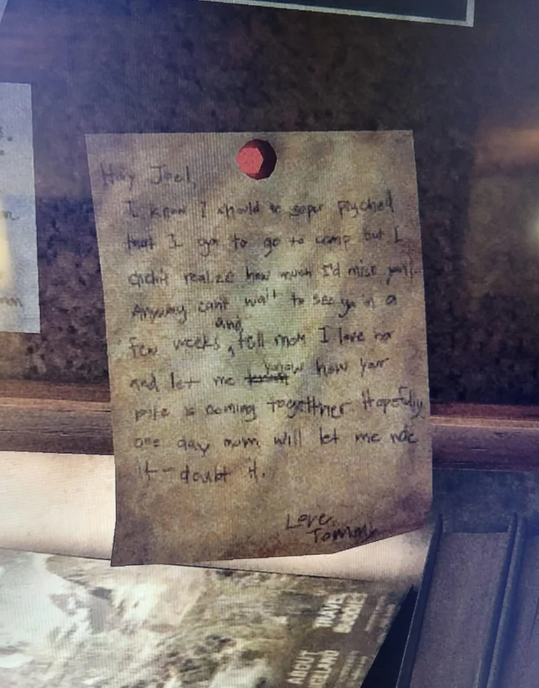 Carta escrita de Tommy para Joel encontrada em The Last of Us Part 1