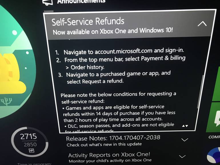 Xbox One - Microsoft testa política de reembolso de jogos digitais no Xbox  One e Windows 10 - The Enemy