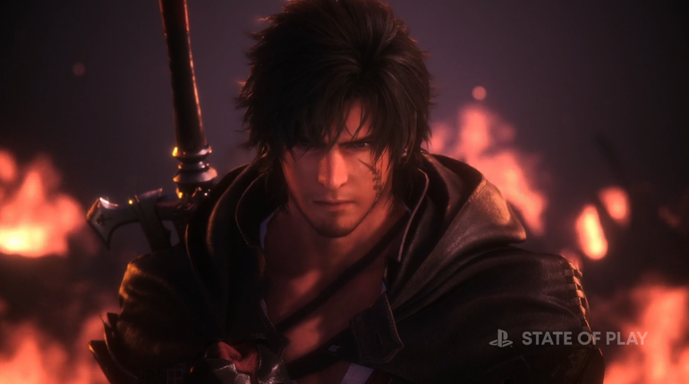 Protagonista de Final Fantasy XVI em meio às chamas.