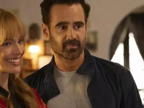 Margot Robbie e Colin Farrell em A Grande Viagem da Sua Vida (Reprodução)