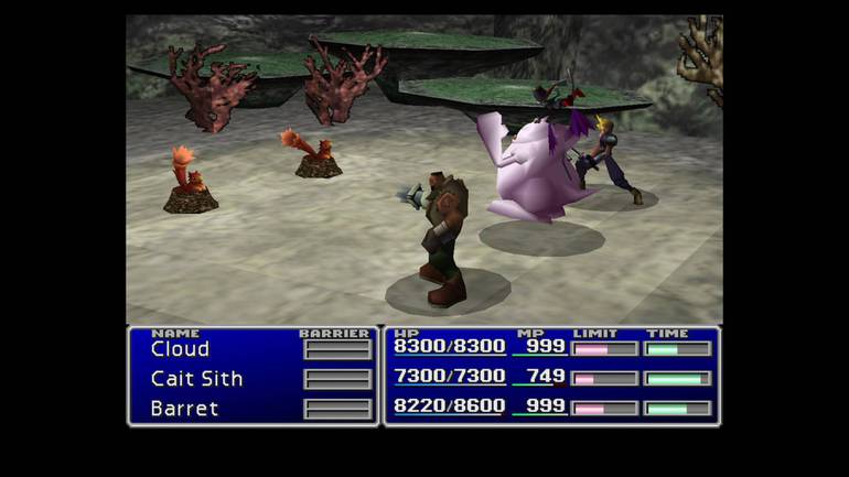Batalha em Final Fantasy VII.