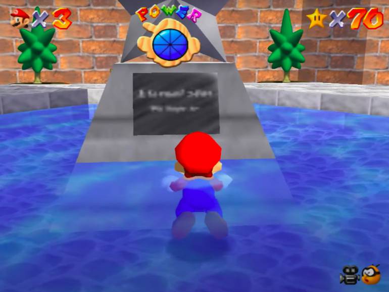 Imagem de Super Mario 64 mostra a estatua misteriosa