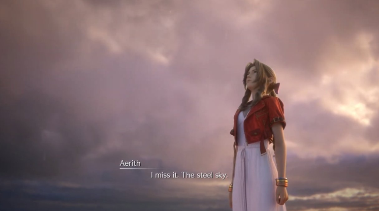 imagem de aerith em final fantasy 7 remake