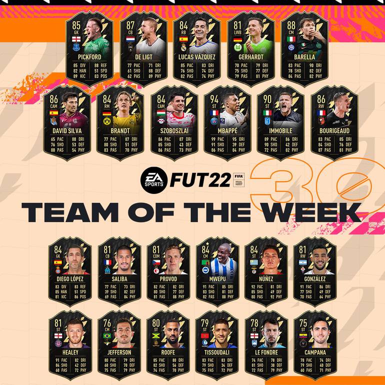 fifa 22 ea sports ultimate team team of the week totw 29 seleção da semana mbappé psg paris saint-germain