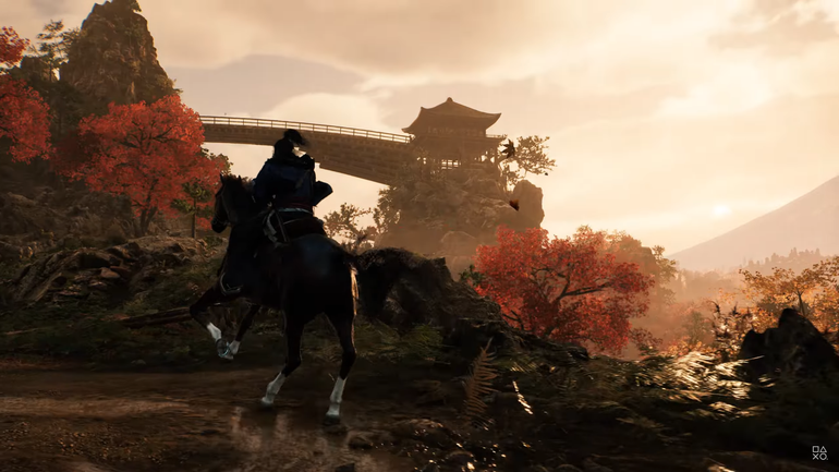 Andando a cavalo em Rise of the Ronin.