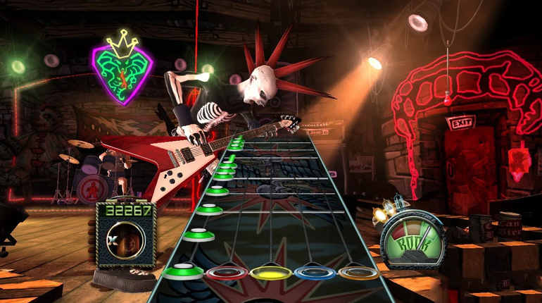 Gameplay clássico de Guitar Hero.