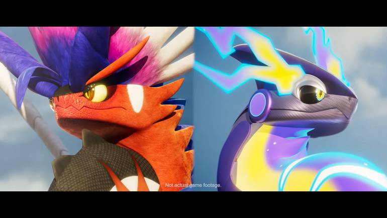 Trailer cinemático de Pokémon Scarlet e Violet mostra os lendários Koraidon e Miraidon, que lembram dragões. 