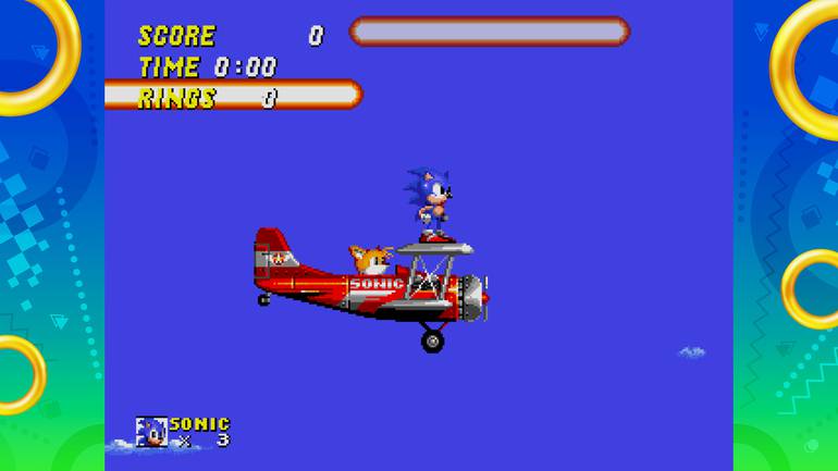 Sonic e Tails no avião.