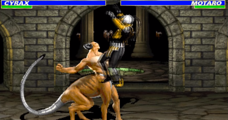 Motaro bate em Cyrax em partida de Mortal Kombat 3.