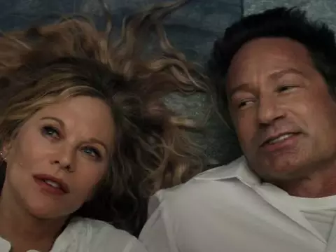 Meg Ryan e David Duchovny em What Happens Later (Bleecker Street/Reprodução)