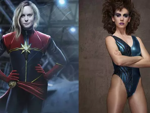 Brie Larson em foto de divulgação de Capitã Marvel/ Divulgação/ Marvel/ Alison Brie em imagem de divulgação de GLOW/ Divulgação/ Netflix