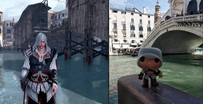 Fotografia de fã que viajou o mundo para conhecer locais famosos de Assassin's Creed
