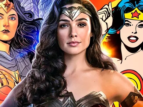 Montagem Omelete com Gal Gadot e a Mulher-Maravilha nas HQs