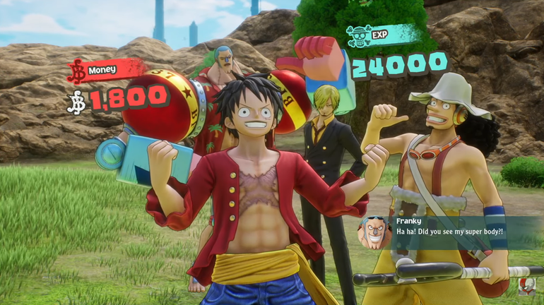 Luffy e os demais celebrando a vitória.