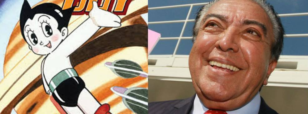 Imagem de Astro Boy; imagem de Mauricio de Sousa