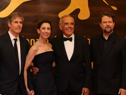 Alberto Babera, Fernanda Torres, Walter Salles e Selton Mello, durante o Festival de Veneza 2024