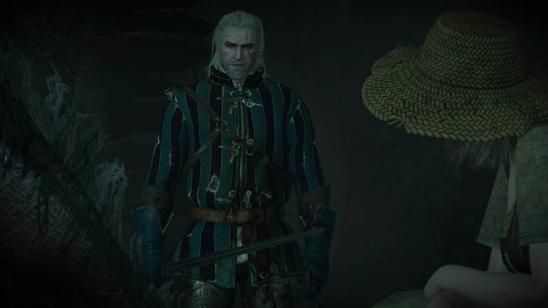 Geralt looks at Margrit and Niellen.