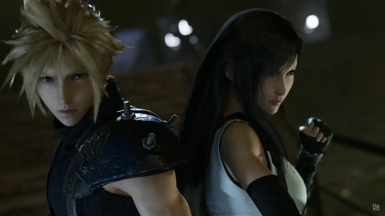 Cloud e Tifa lado a lado.