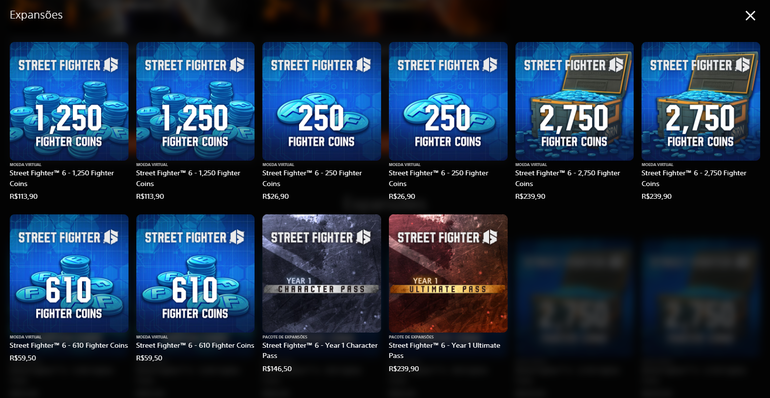 imagem do preço das fighter coins em street fighter 6