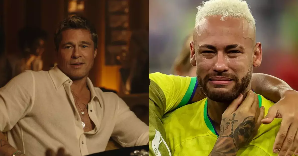 Brad Pitt diz que vai ensinar Neymar a atuar melhor para fingir faltas
