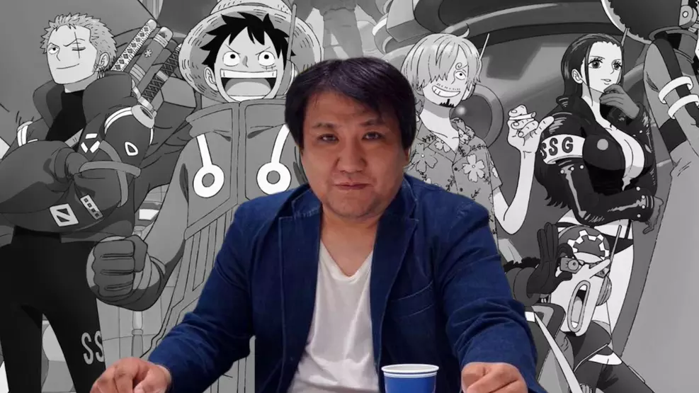 Montagem com foto de Tatsuya Nagamine e arte de One Piece