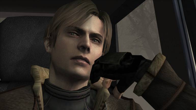 Leon no carro em Resident Evil 4.