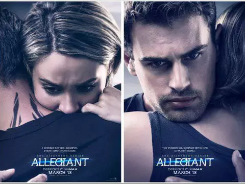 A Saga Divergente: Convergente | Tris e Quatro se abraçam em novos cartazes do filme