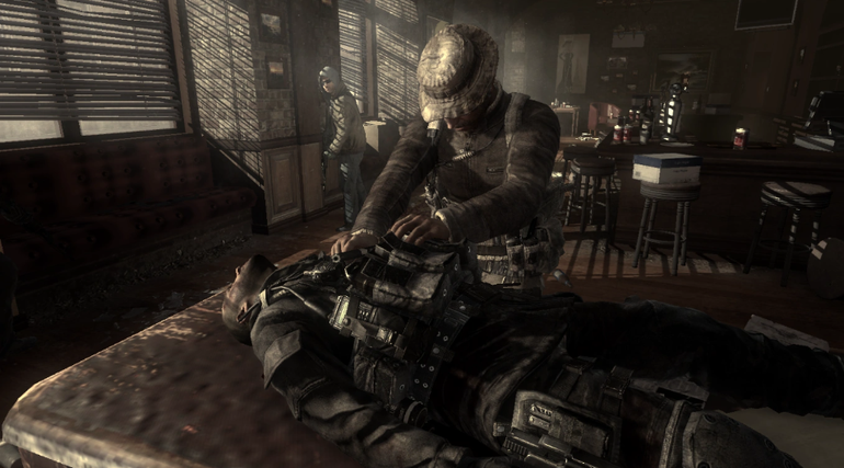 Cena de gameplay de Call of Duty Modern Warfare 3, morte de Soap