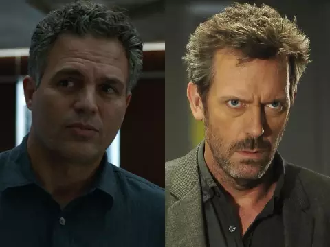 Mark Ruffalo em Vingadores: Ultimato e Hugh Laurie em House (Marvel Studios e FOX Television/Reprodução/Montagem Omelete)
