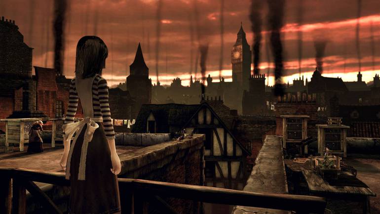 Alice observa cidade decadente.