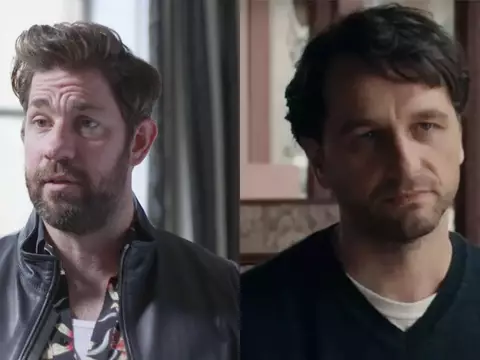 John Krasinski, em cena de Jack Ryan, e Matthew Rhys, em cena de Um Lindo Dia na Vizinhança