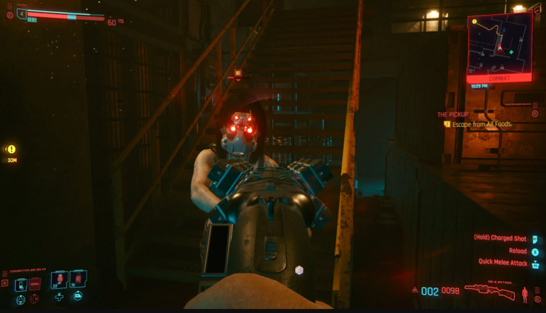 Imagem do combate de Cyberpunk 2077, da CD Projekt Red.