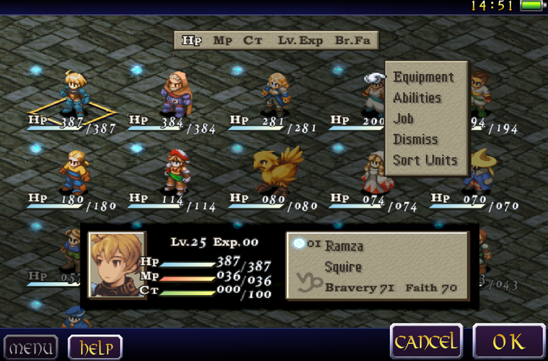 Sistema de classes em Final Fantasy Tactics.