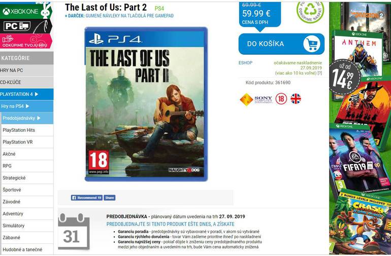 The Last of Us Part II lançamento em setembro
