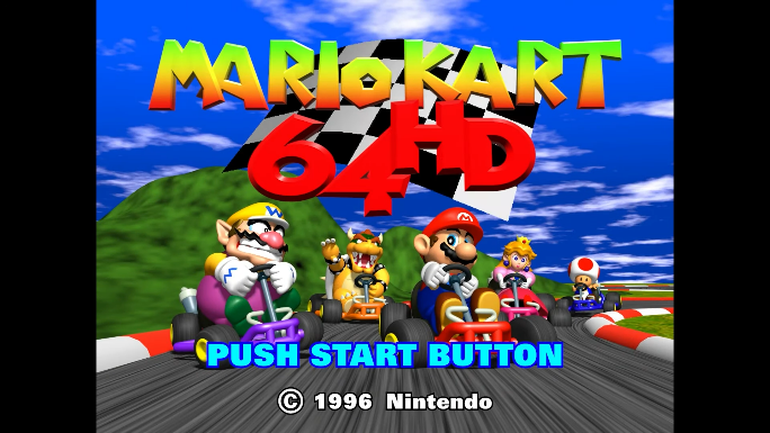 Imagem de projeto de remasterização de Mario Kart 64 feito por fãs